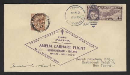 Amelia Earhart Solo Transatlantic Flight Cover