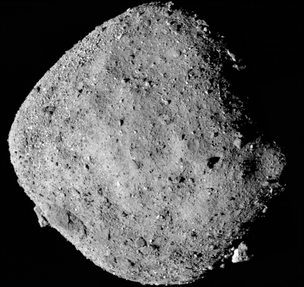 Black and white photo of asteroid