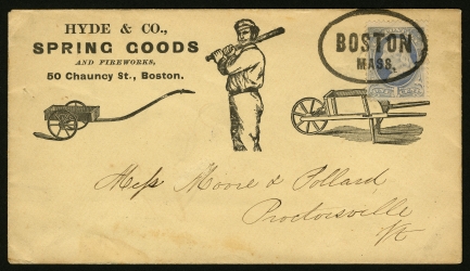 Antique advertising catalogue cover with type and handwriting