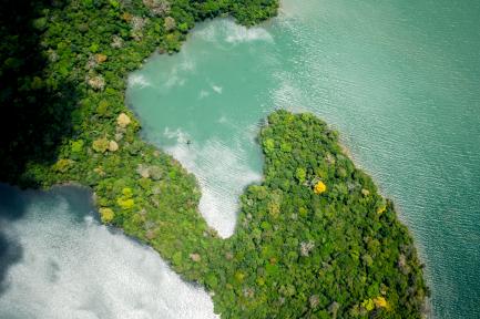 Aerial view of a small isthmus
