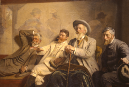 Oil painting of four old gentlemen