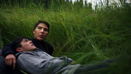 Movie still of two young men