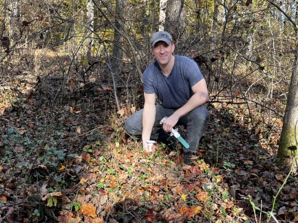 Nowakowski in the field--fall forest