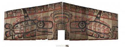 Elaborately painted wooden slats