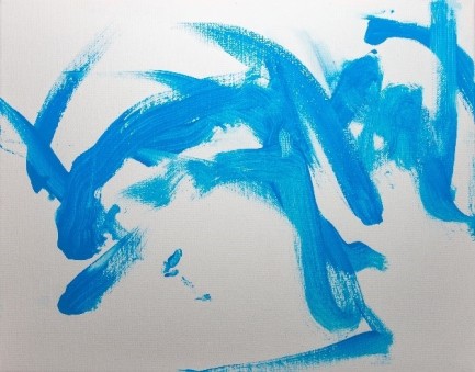 Blue swirls of paint created by Tian Tian