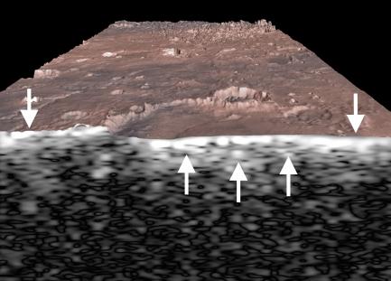 section view of Mars surface