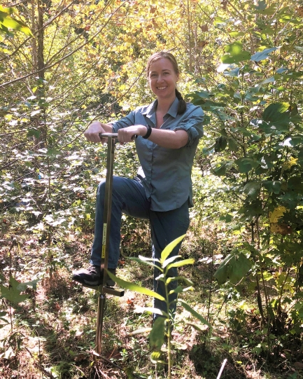 Rachel King poses with shovel
