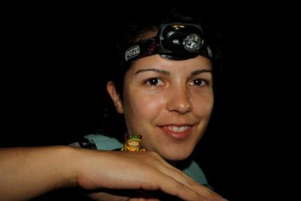 Rayna Bell with frogs