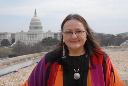 Harjo standing on the national Mall