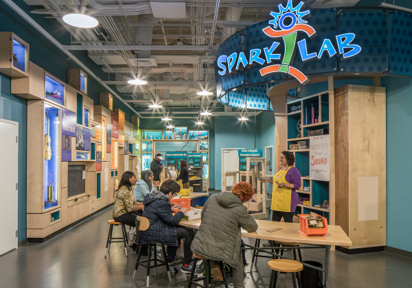 Students in the Lemelson Center SparkLab.