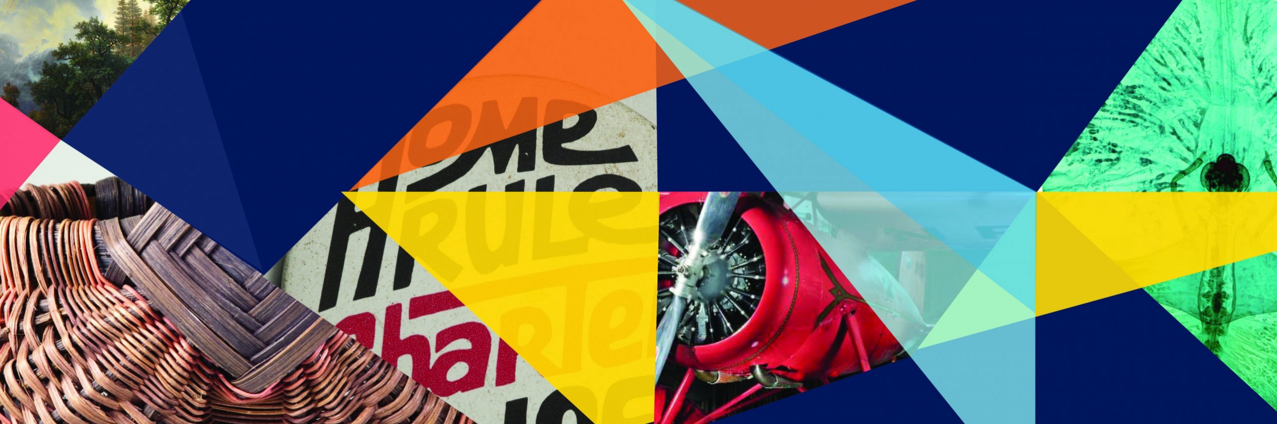 Colorful collage of collection images.